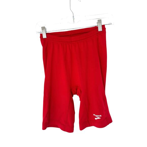 Brooks Women's Red Running Athletic Stretch Nylon Sprinter Tights Shorts Medium - Picture 1 of 10